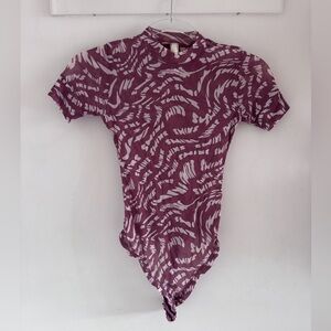 Skims mesh raspberry swirl logo bodysuit